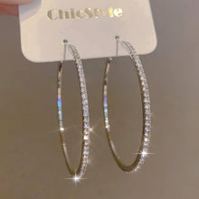Load image into Gallery viewer, Women's Rhinestone Hoop Earrings – Large Stainless Steel Bling Hoops