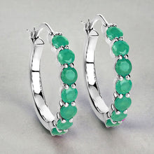 Load image into Gallery viewer, 2.38 Carat Genuine Emerald .925 Sterling Silver Earrings