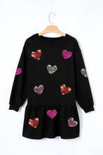Load image into Gallery viewer, Cute Heart Round Neck Long Sleeve Mini Dress Stylish Dress for Women Girls Simple Charming Dress
