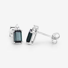 Load image into Gallery viewer, 1.25 Carat Genuine Green Tourmaline and White Diamond 14K White Gold Earrings