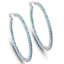 Load image into Gallery viewer, 3.60 Carat Genuine Swiss Blue Topaz .925 Sterling Silver Earrings