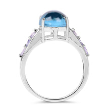 Load image into Gallery viewer, 4.77 Carat Genuine Swiss Blue Topaz and Tanzanite .925 Sterling Silver Ring