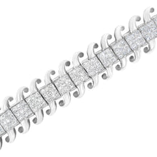 将图片加载到图库查看器,14K White Gold 5.0 Cttw Princess Cut Diamond 7" Invisible Set Wavy S-Link Tennis Bracelet (G-H Color, SI1-SI2 Clarity)