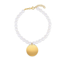 Load image into Gallery viewer, 14k Yellow Gold Pearl Tag Charm Bracelet
