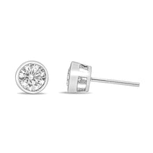 Load image into Gallery viewer, 14K White Gold 1.0 Cttw Lab Grown Diamond Screw-Back Classic Bezel Solitaire Stud Earrings (G-H Color, VS2-SI1 Clarity)