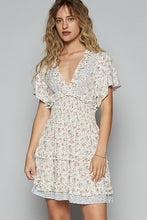 Load image into Gallery viewer, New Summer Cutout Back Frill Floral V-Neck Short Sleeve Mini Dress For Women Fluttering, Chic, Feminine, and Playful Dress with Floral Print and Back Cutout for a Flirty and Elegant Look