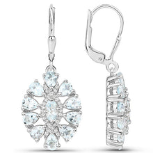 Load image into Gallery viewer, 2.93 Carat Genuine Aquamarine and White Topaz .925 Sterling Silver Earrings