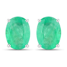 Load image into Gallery viewer, 2.40 Carat Genuine Zambian Emerald 10K White Gold Earrings