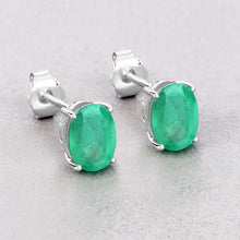 Load image into Gallery viewer, 2.40 Carat Genuine Zambian Emerald 10K White Gold Earrings
