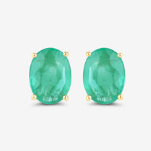 Load image into Gallery viewer, 2.40 Carat Genuine Zambian Emerald 10K Yellow Gold Earrings