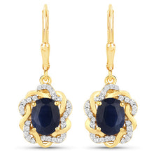 Load image into Gallery viewer, 3.46 Carat Genuine Blue Sapphire and White Topaz .925 Sterling Silver Earrings