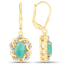 Load image into Gallery viewer, 2.36 Carat Genuine Emerald and White Topaz .925 Sterling Silver Earrings