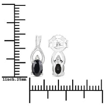 Load image into Gallery viewer, 14K White Gold Plated 1.11 Carat Genuine Black Sapphire and White Diamond .925 Sterling Silver Earrings
