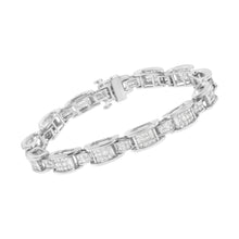Load image into Gallery viewer, 14K White Gold 5.0 Cttw Princess Cut Diamond Invisible Set Alternating Size D Shaped Links Tennis Bracelet (H-I Color, SI2-I1 Clarity) - 7â€