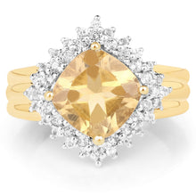 Load image into Gallery viewer, 14K Yellow Gold Plated 3.58 Carat Genuine Citrine & White Topaz .925 Sterling Silver Ring
