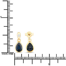 Load image into Gallery viewer, 1.65 Carat Genuine Blue Sapphire and White Diamond 10K Yellow Gold Earrings