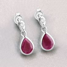 Load image into Gallery viewer, 1.65 Carat Genuine Ruby and White Diamond 10K White Gold Earrings