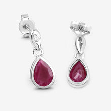 Load image into Gallery viewer, 1.65 Carat Genuine Ruby and White Diamond 10K White Gold Earrings