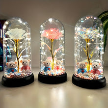 Load image into Gallery viewer, 1pc Glow-in-the-Dark Rose Flower Decoration with LED-like Glow - Elegant Tabletop Centerpiece in Clear Dome, Battery-Powered (AAA Not Included) - Perfect Gift for Valentine's, Mother'S Day, Weddings, Birthdays, Christmas - Wo