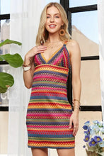 Load image into Gallery viewer, Contrast Striped V-Neck Mini Dress – Bold & Trendy Striped Dress with Flattering V-Neckline and Playful Mini Length for Casual Summer Style
