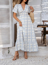 Load image into Gallery viewer, Elegant Printed V-Neck Short Sleeve Maxi Dress Beautiful Casual Women Long Dress