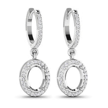 Load image into Gallery viewer, 0.32 Carat Genuine White Diamond 14K White Gold Semi Mount Earrings - holds 8x6mm Oval Gemstones