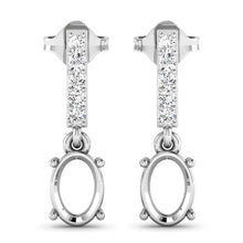Load image into Gallery viewer, 0.14 Carat Genuine White Diamond 14K White Gold Semi Mount Earrings - holds 7x5mm Oval Gemstones