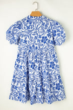 Load image into Gallery viewer, Royal Blue Printed Puff Sleeve Dress Stylish & Feminine Statement Dress For Every Occasion