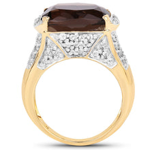 Load image into Gallery viewer, 6.65 Carat Genuine Smoky Quartz and White Topaz .925 Sterling Silver Ring