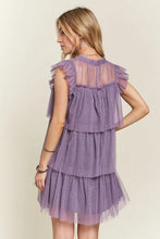 Load image into Gallery viewer, Layered Ruffled Cap Sleeve Mesh Dress For Women – Romantic Mesh Dress with Lace & Ruffled Layers for Elegant Parties & Special Events
