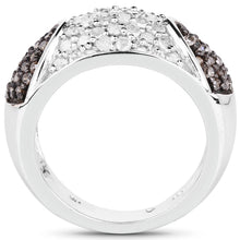 Load image into Gallery viewer, 0.94 Carat Genuine Champagne Diamond and White Diamond .925 Sterling Silver Ring