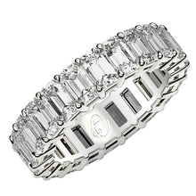 Load image into Gallery viewer, Emerald Cut Lab Grown Diamond Eternity Ring in 14k White Gold (6 cttw FG/VS2)
