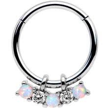 将图片加载到图库查看器,16G 3/8 White Synthetic Opal Dazzle Hinged Segment Ring