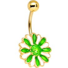 Load image into Gallery viewer, Green Gem Gold PVD Grand Garden Flower Belly Ring
