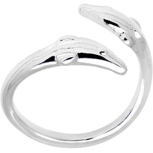 将图片加载到图库查看器,Silver Plated Double Dolphin Toe Ring