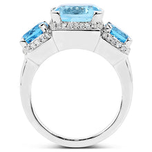 Load image into Gallery viewer, 4.40 Carat Blue Topaz Ring with 2.70 Carat Multi-Gems in Sterling Silver