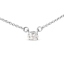 Load image into Gallery viewer, 14K White Gold 1/4 Cttw Lab Grown Oval Solitaire Diamond East West 18" Pendant Necklace (G-H Color, VS2-SI1 Clarity)