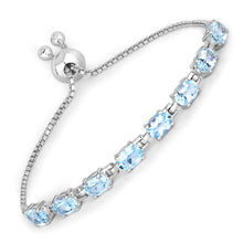 Load image into Gallery viewer, 7.60 Carat Genuine Blue Topaz .925 Sterling Silver Bracelet