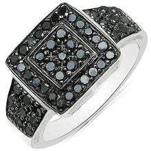 Load image into Gallery viewer, 0.77 Carat Genuine Black Diamond .925 Sterling Silver Ring
