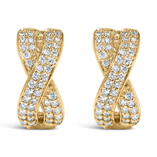 Load image into Gallery viewer, 14K Yellow Gold 1/3 Cttw Diamond Criss Cross Huggie Hoop Earrings (G-H Color, SI2-I1 Clarity)