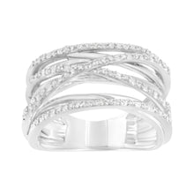 Load image into Gallery viewer, .925 Sterling Silver 1/4 Cttw Prong Set Round-Cut Diamond Bypass Ring (I-J Color, I1-I2 Clarity) - Size 7