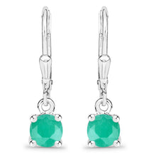 Load image into Gallery viewer, 0.92 Carat Genuine Emerald .925 Sterling Silver Earrings
