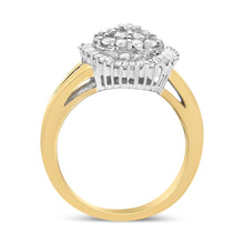 将图片加载到图库查看器,14K Yellow and White Gold 1.00 Cttw Round and Baguette-Cut Diamond Ballerina Cocktail Ring (H-I Color, SI2-I1 Clarity)