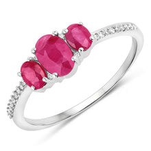 Load image into Gallery viewer, 1.02 Carat Genuine Ruby and White Diamond 14K White Gold Ring