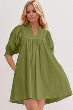 Load image into Gallery viewer, Pink Puff Sleeve Mini Dress Casual and Feminine Dress for Women Simple Classic Summer Dress