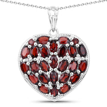 将图片加载到图库查看器,6.98 Carat Genuine Garnet and White Topaz .925 Sterling Silver Pendant