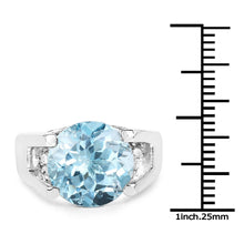 Load image into Gallery viewer, 7.21 Carat Genuine Blue Topaz and White Cubic Zirconia .925 Sterling Silver Ring