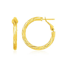 Load image into Gallery viewer, 14k Yellow Gold Petite Twisted Round Hoop Earrings