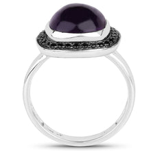 Load image into Gallery viewer, 5.25 Carat Genuine Amethyst & Black Spinel .925 Sterling Silver Ring
