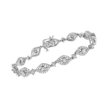 Load image into Gallery viewer, .925 Sterling Silver 2 1/2 Cttw Diamond Pear Shaped and Bezel Link Bracelet (I-J Color, I2-I3 Clarity) - 7.5 "